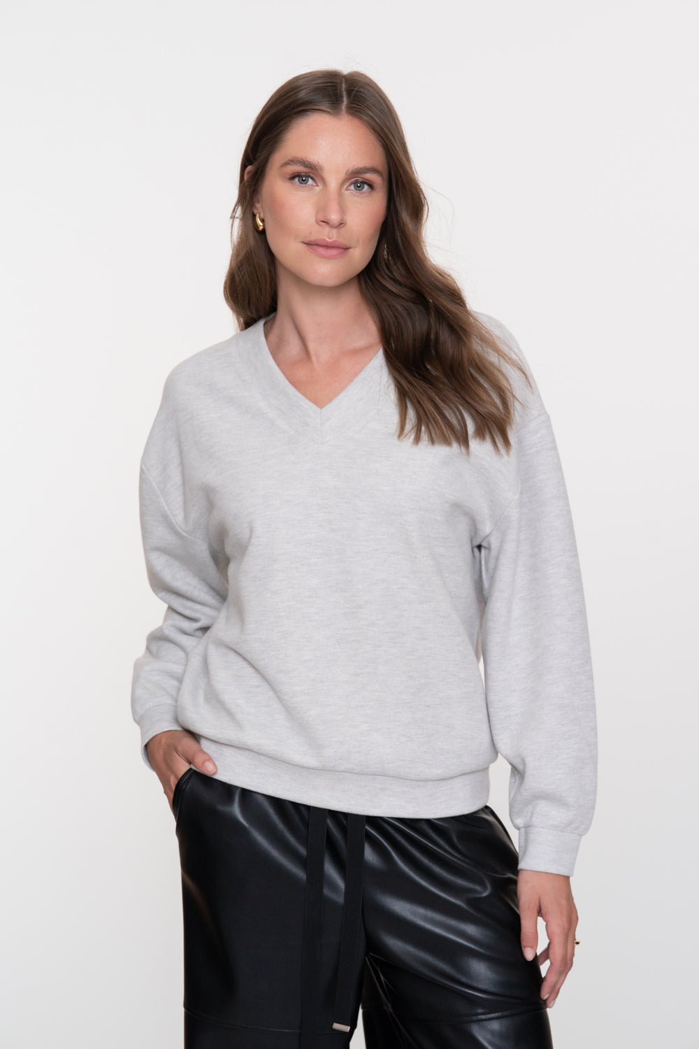 Geisha dames melange V-hals pullover