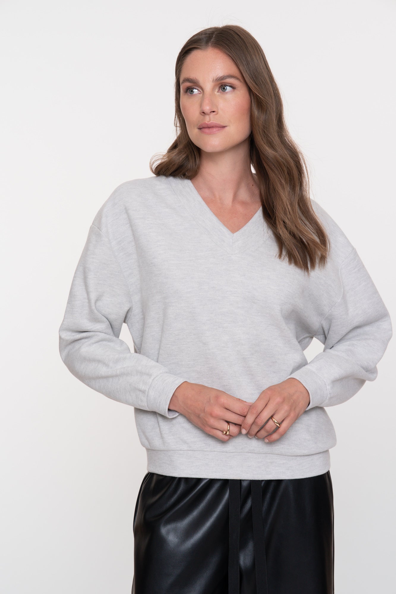 Geisha dames melange V-hals pullover