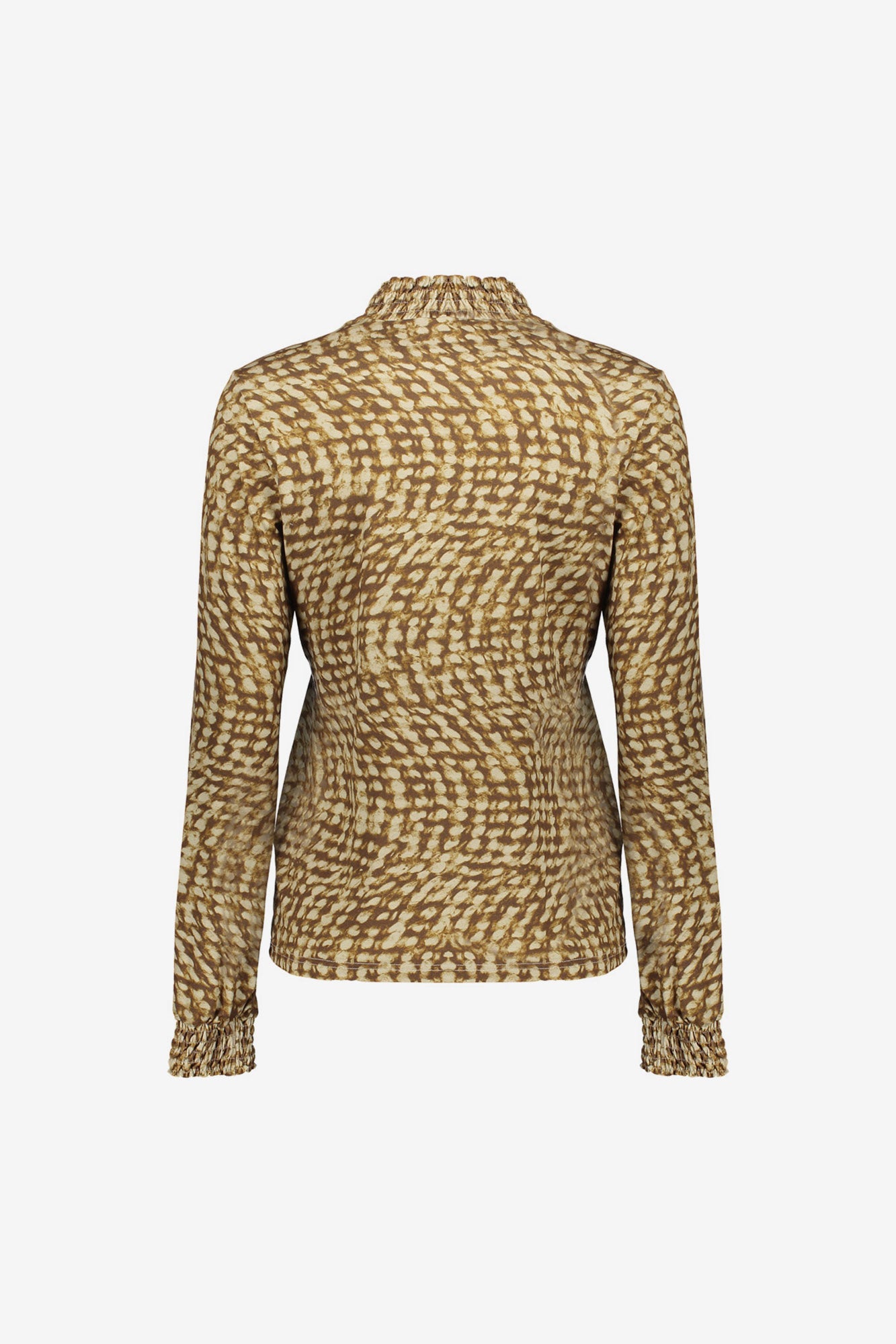 Geisha dames smock printed top met lange mouwen