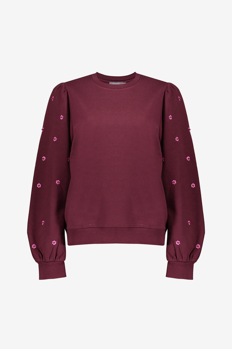 Geisha dames trui met ronde hals en subtiele pareldetails