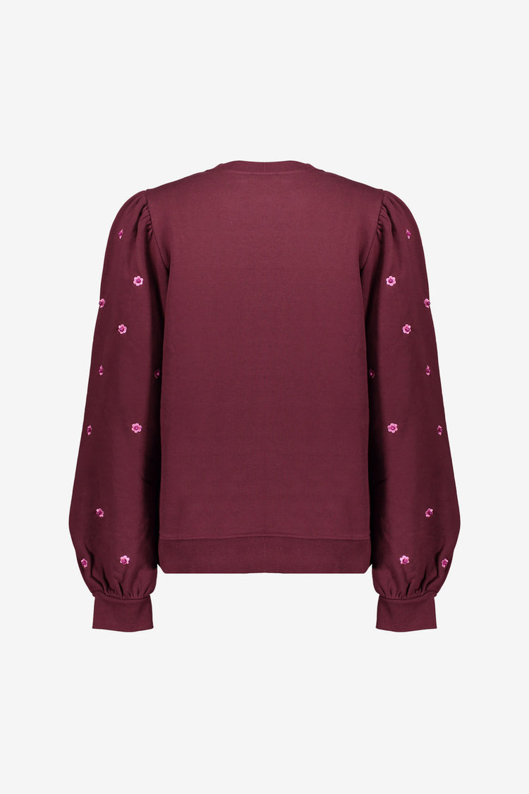 Geisha dames trui met ronde hals en subtiele pareldetails