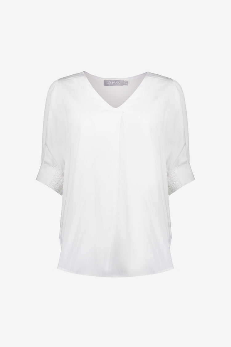 Geisha dames lyocell top met pofmouwen