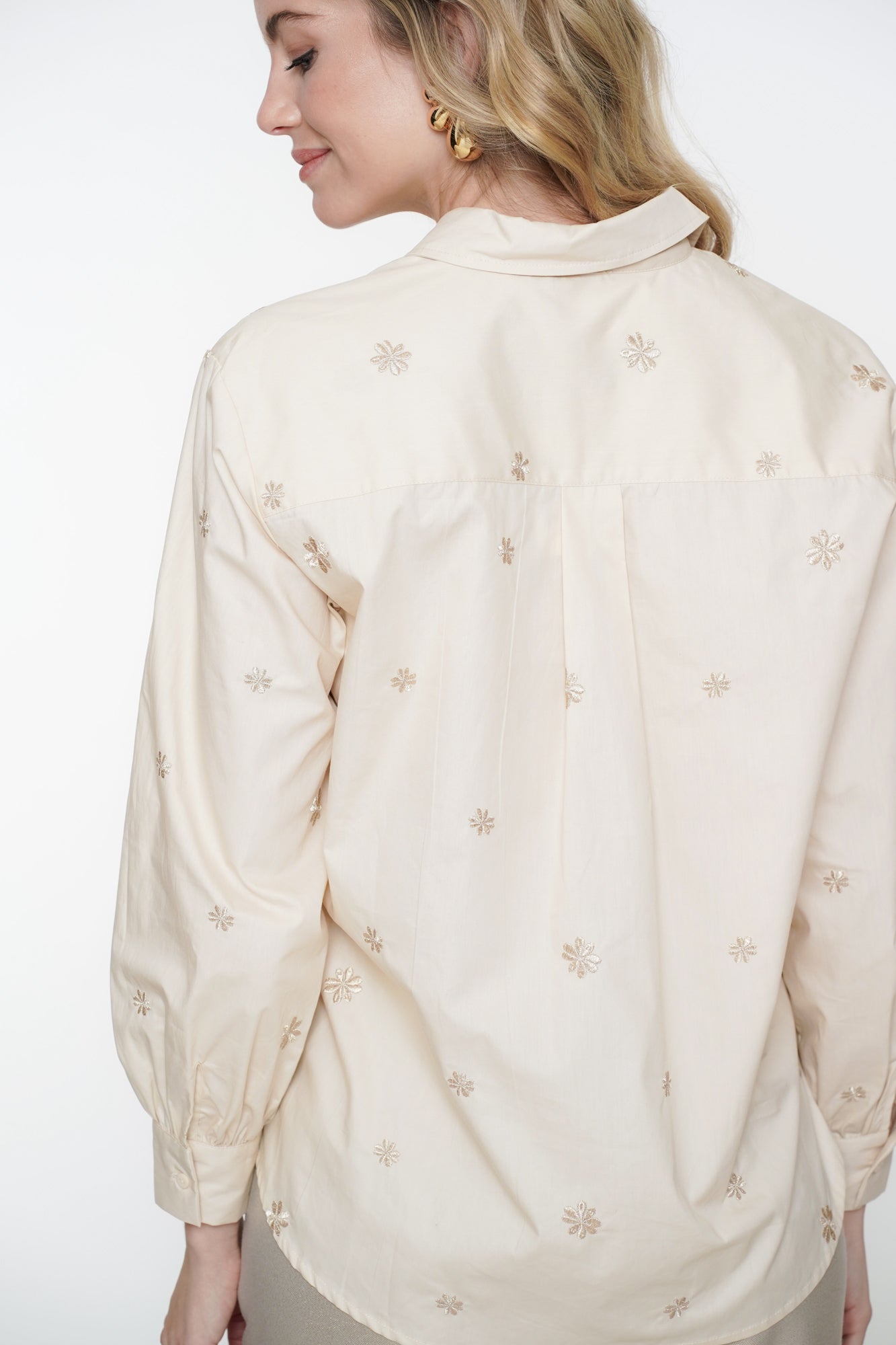 Geisha dames blouse geborduurde bloemenprint