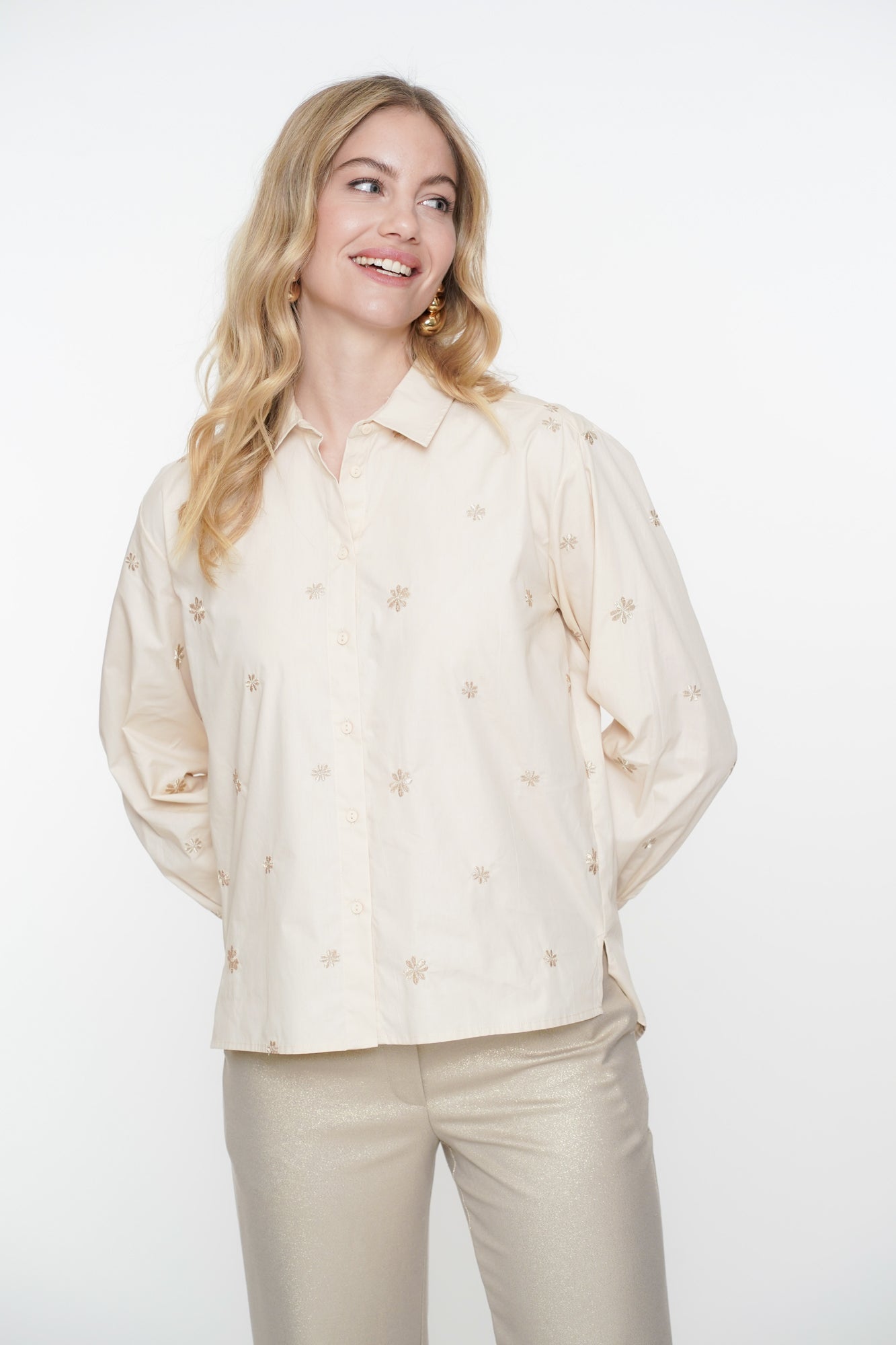Geisha dames blouse geborduurde bloemenprint