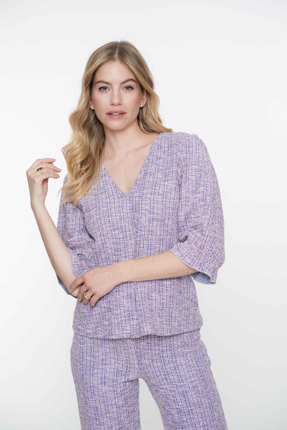 Geisha dames tweed geweven top melange
