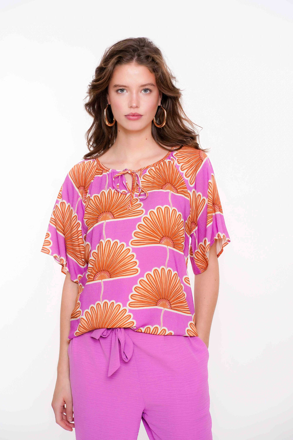 Geisha dames retro top met print
