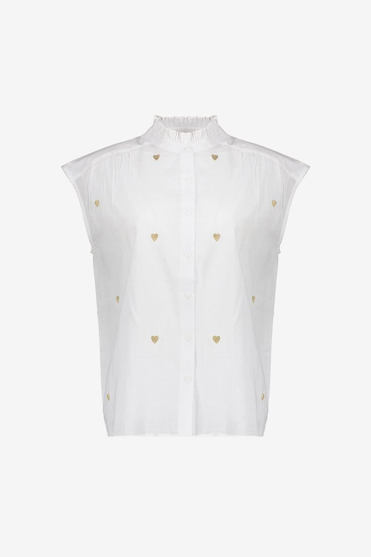 Geisha dames blouse met broderie hartjes