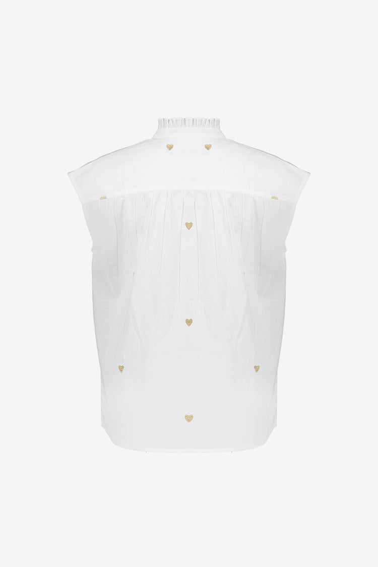 Geisha dames blouse met broderie hartjes