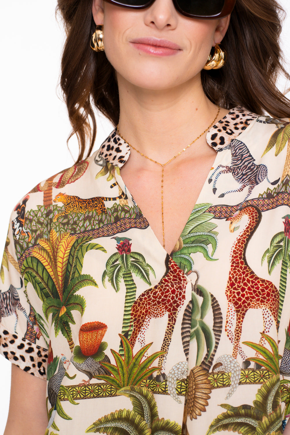 Geisha dames top met animal jungle print