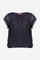 Geisha dames top met geweven streepdessin en smokdetail