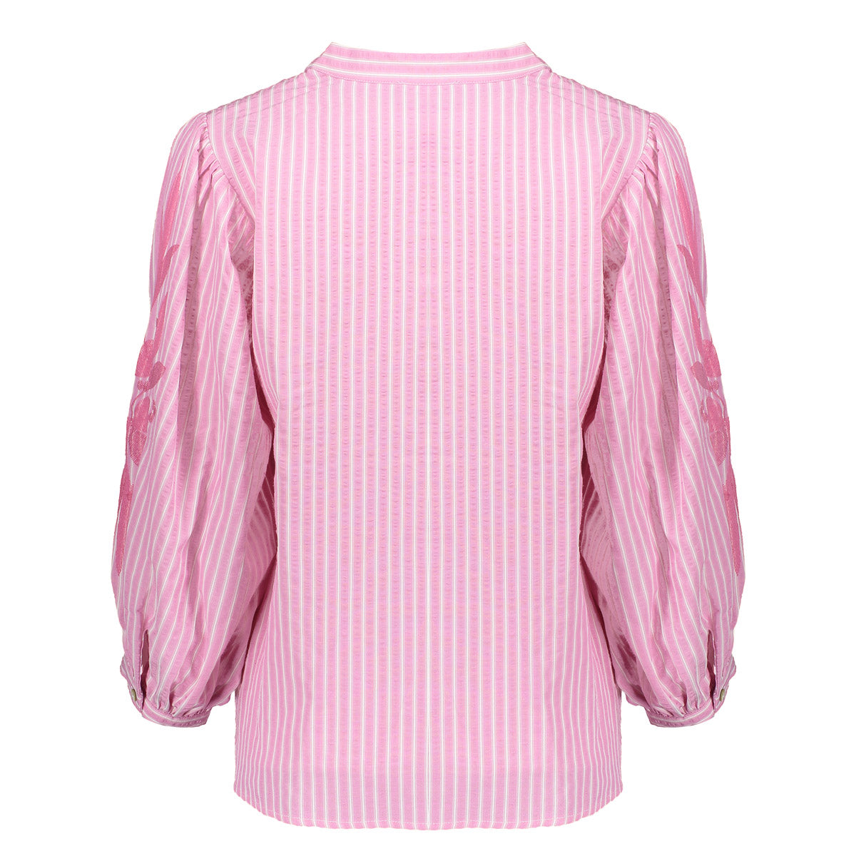 Geisha dames top met streepdessin en bloemmotief detail