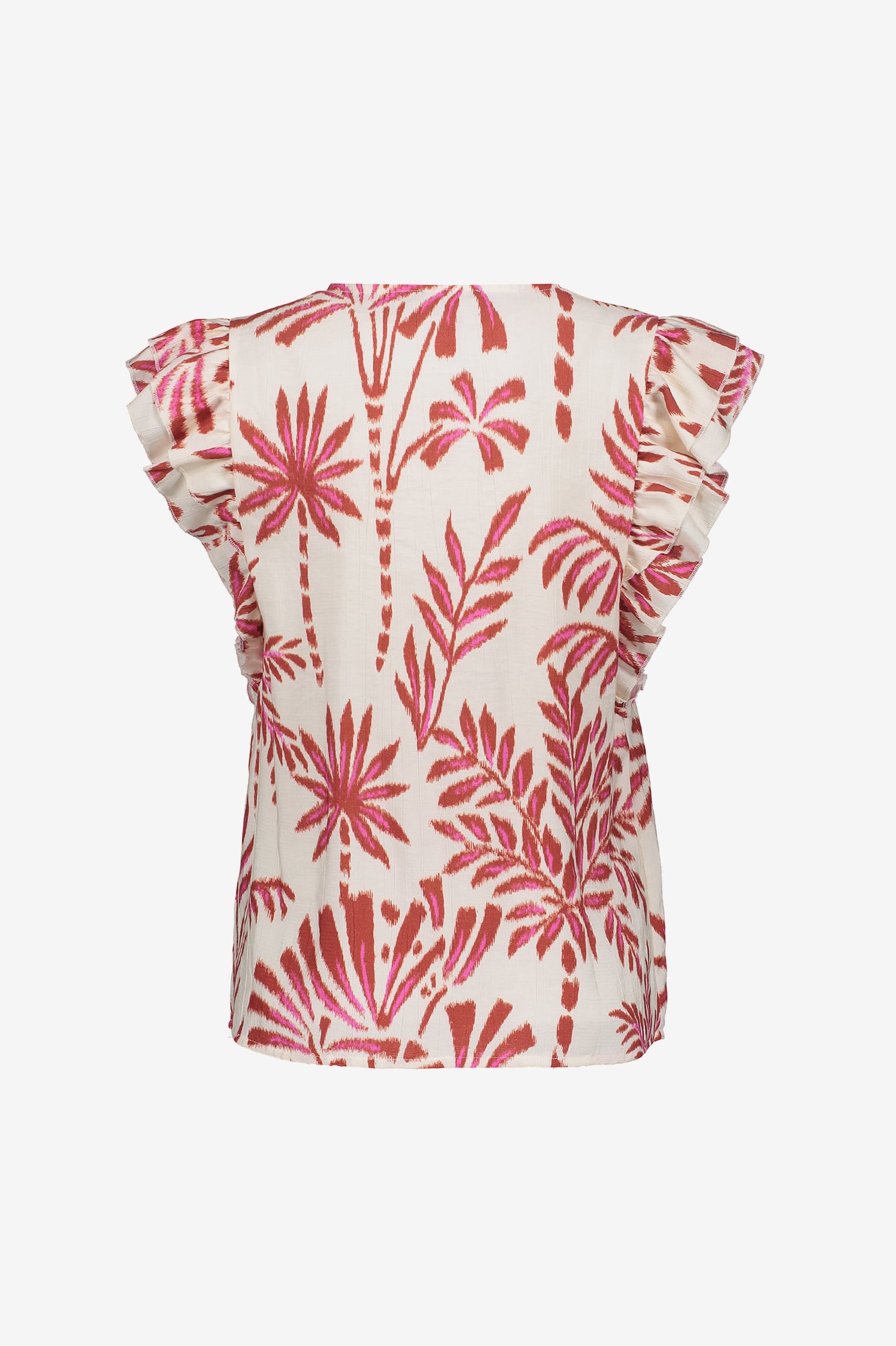 Geisha dames top met grafische palmprint
