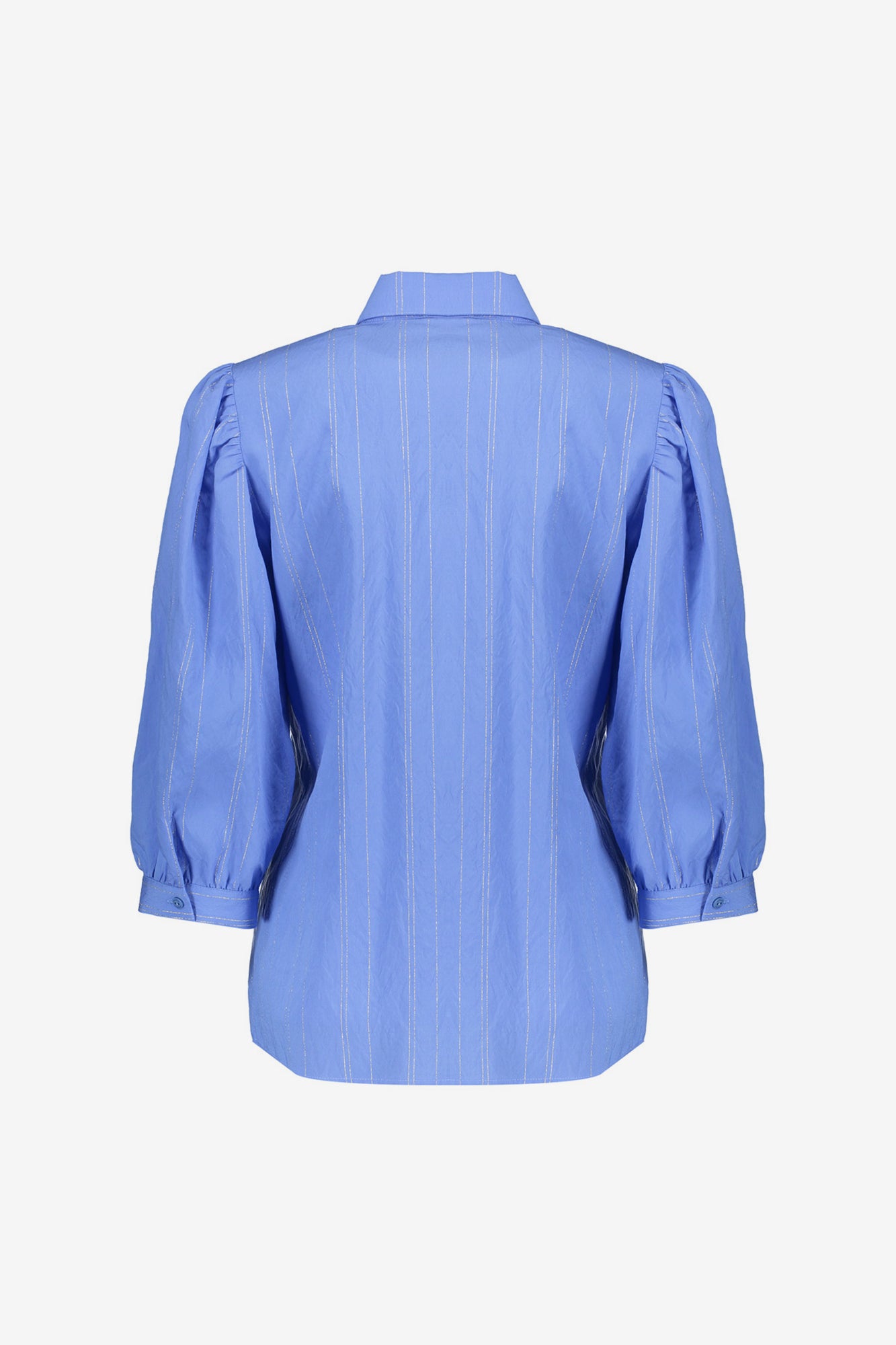 Geisha dames blouse met pofmouwen en lurex streepdessin