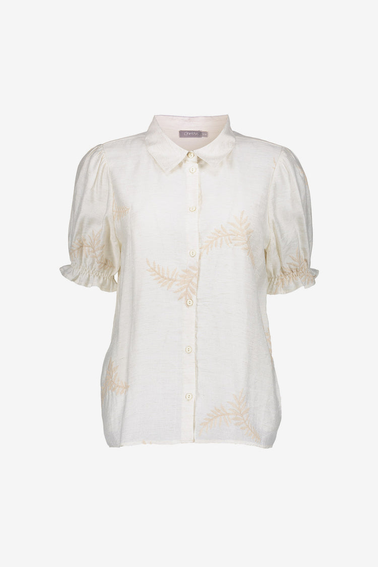 Geisha dames broderie blouse met ruffle mouwen