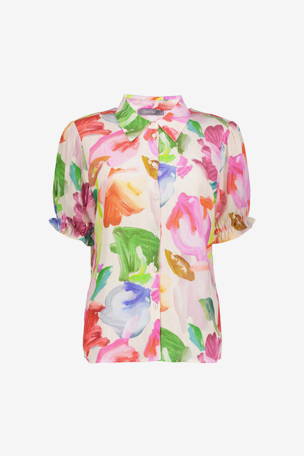 Geisha dames gekleurde blouse met pofmouwtjes