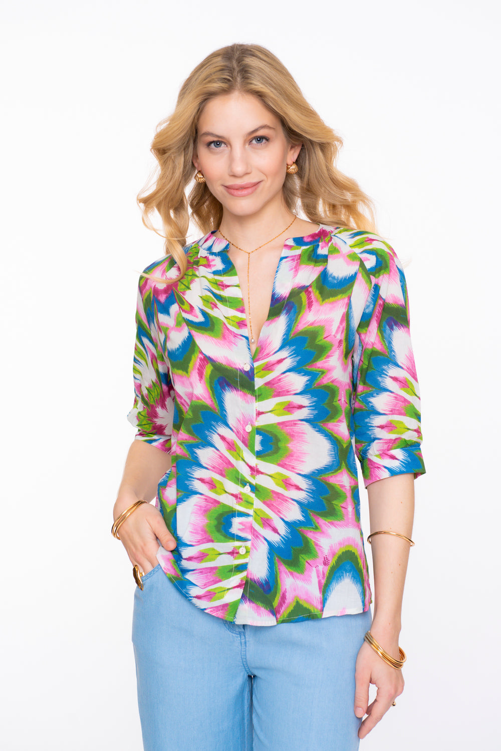 Geisha dames Abstract flower blouse