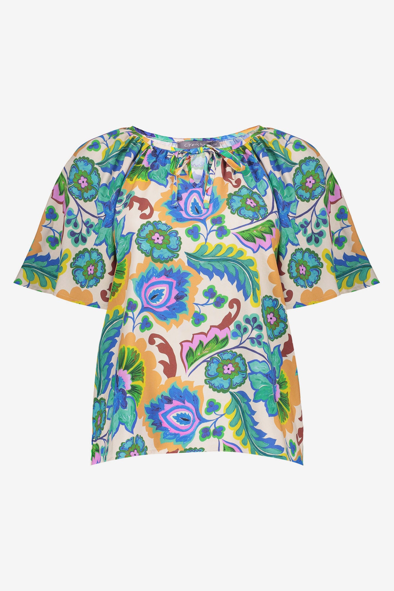 Geisha dames top met wijde mouwen en strikdetail