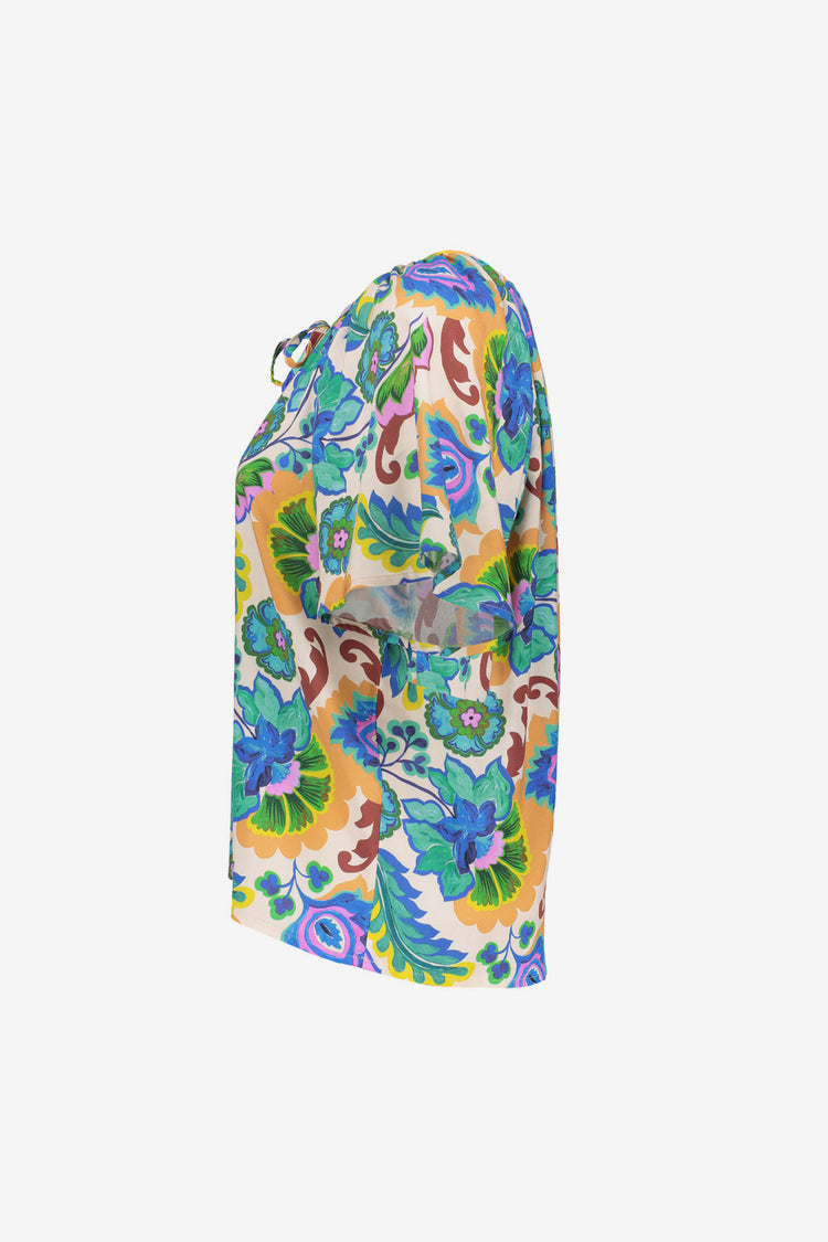 Geisha dames top met wijde mouwen en strikdetail