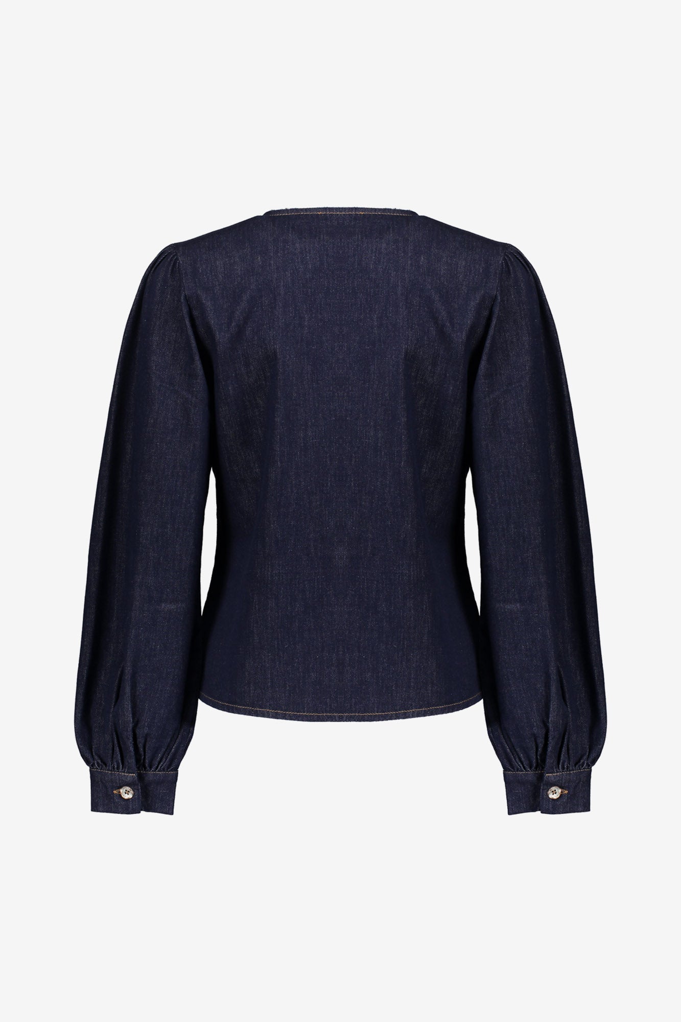 Geisha dames denim blouse met gouden knopen