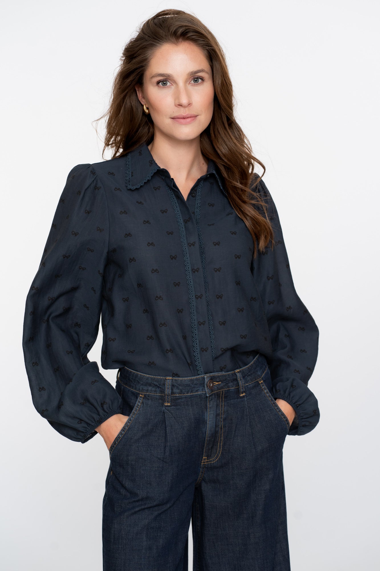 Geisha dames blouse met lace details