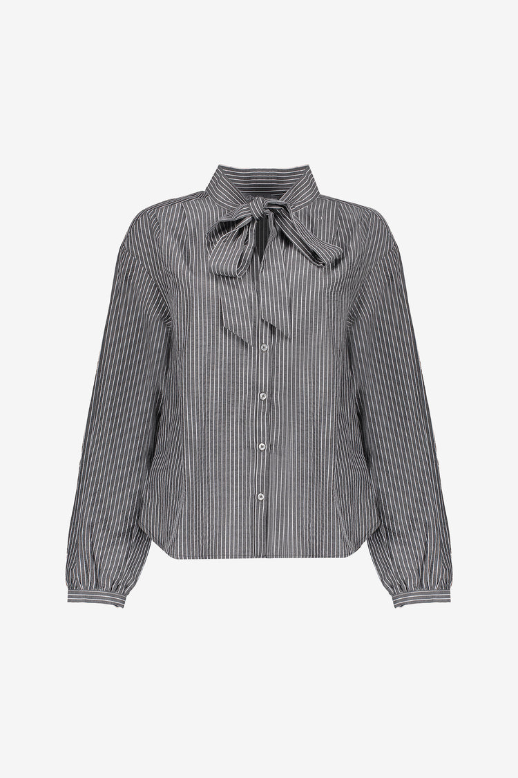 Geisha dames blouse met strepen en strik
