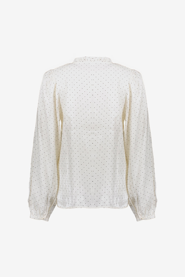 Geisha dames shimmer blouse met polkadots rhinstones