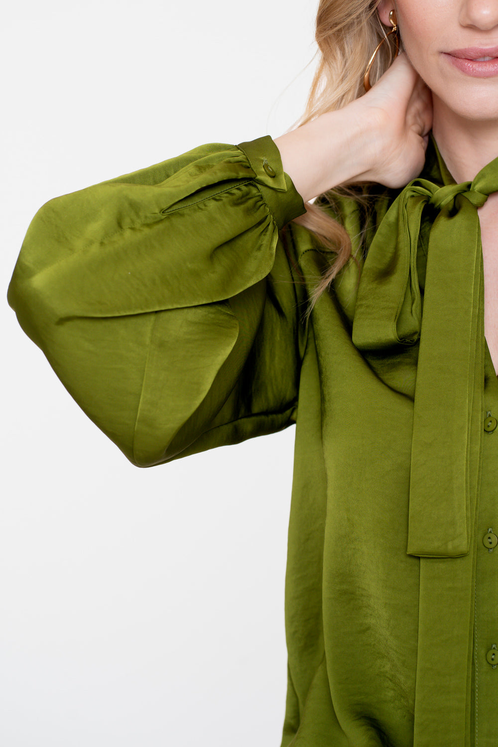Geisha dames satin look blouse met strikdetail