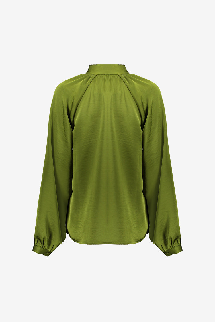 Geisha dames satin look blouse met strikdetail