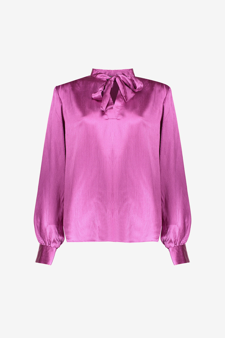 Geisha dames satin look top met strikdetail