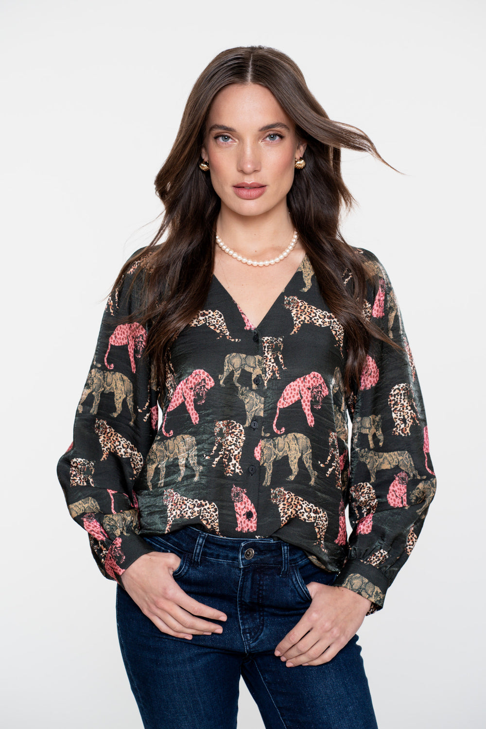 Geisha dames Jaguar print top