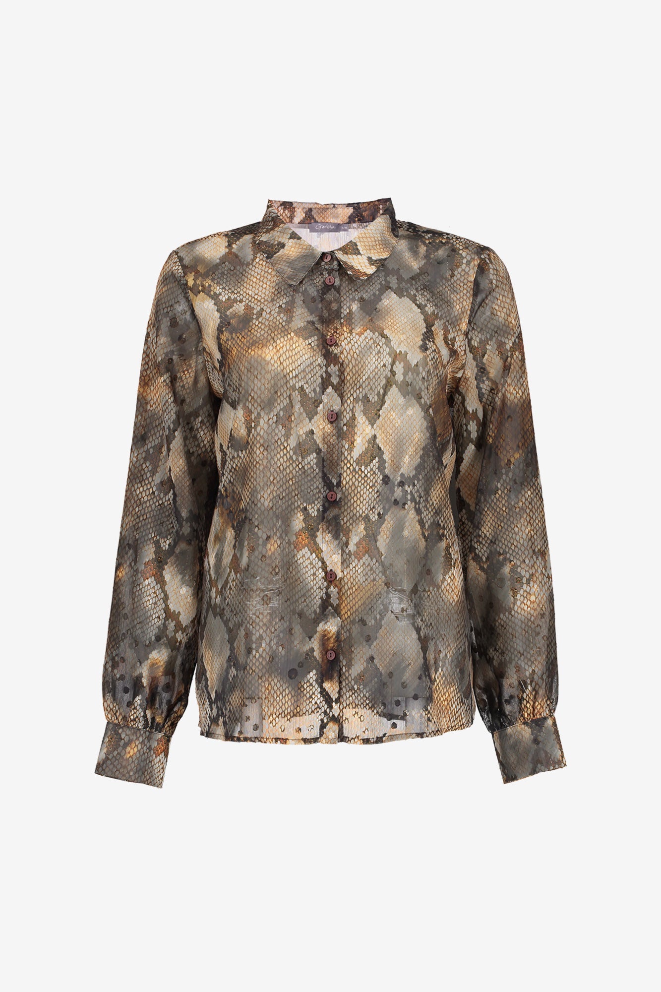 Geisha dames blouse met slangenprint en lurex