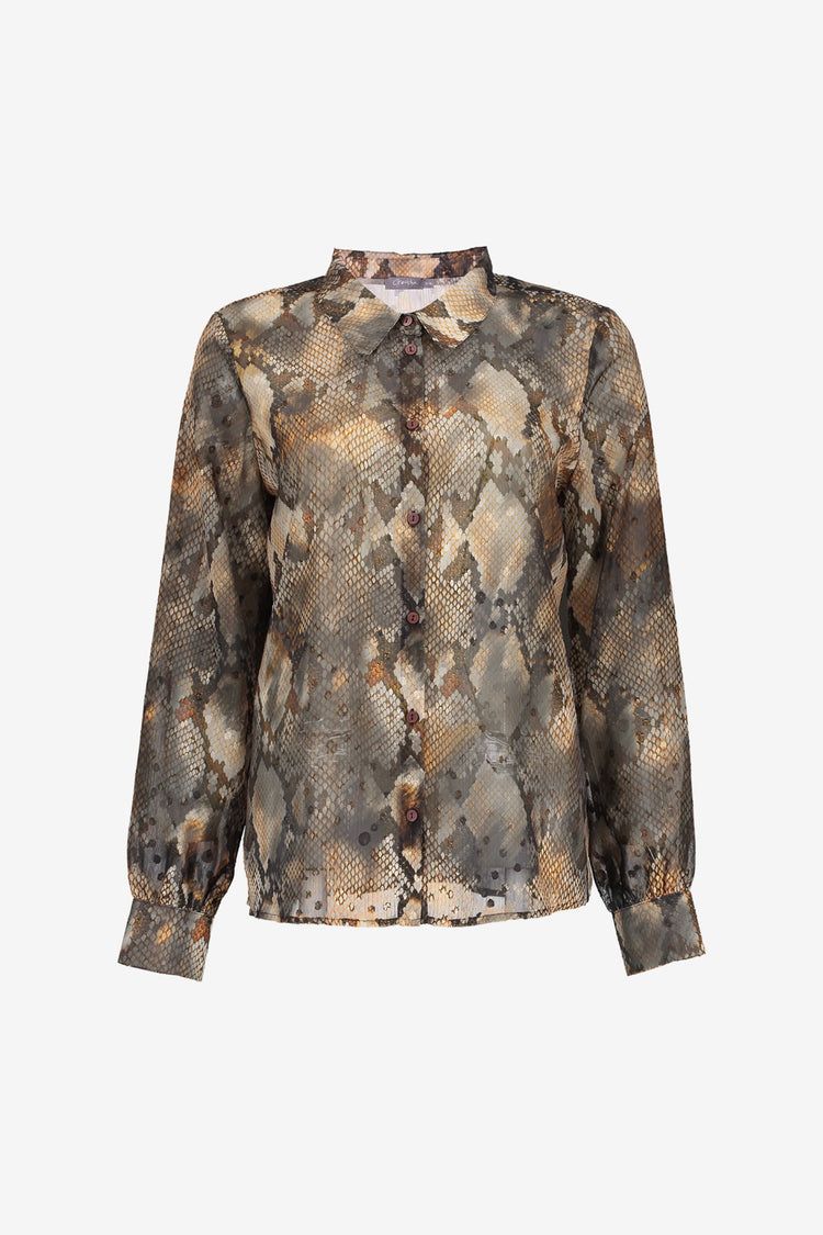 Geisha dames blouse met slangenprint en lurex