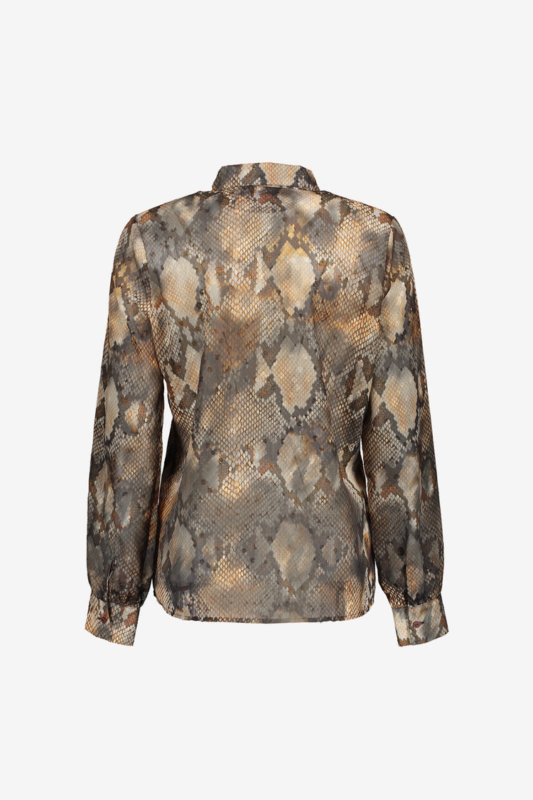 Geisha dames blouse met slangenprint en lurex