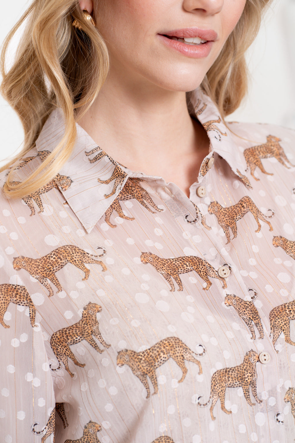 Geisha dames blouse jaguar polka dot print