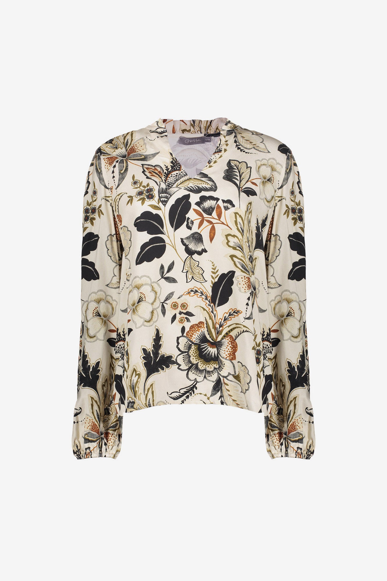 Geisha dames top met sierlijke bohemian print
