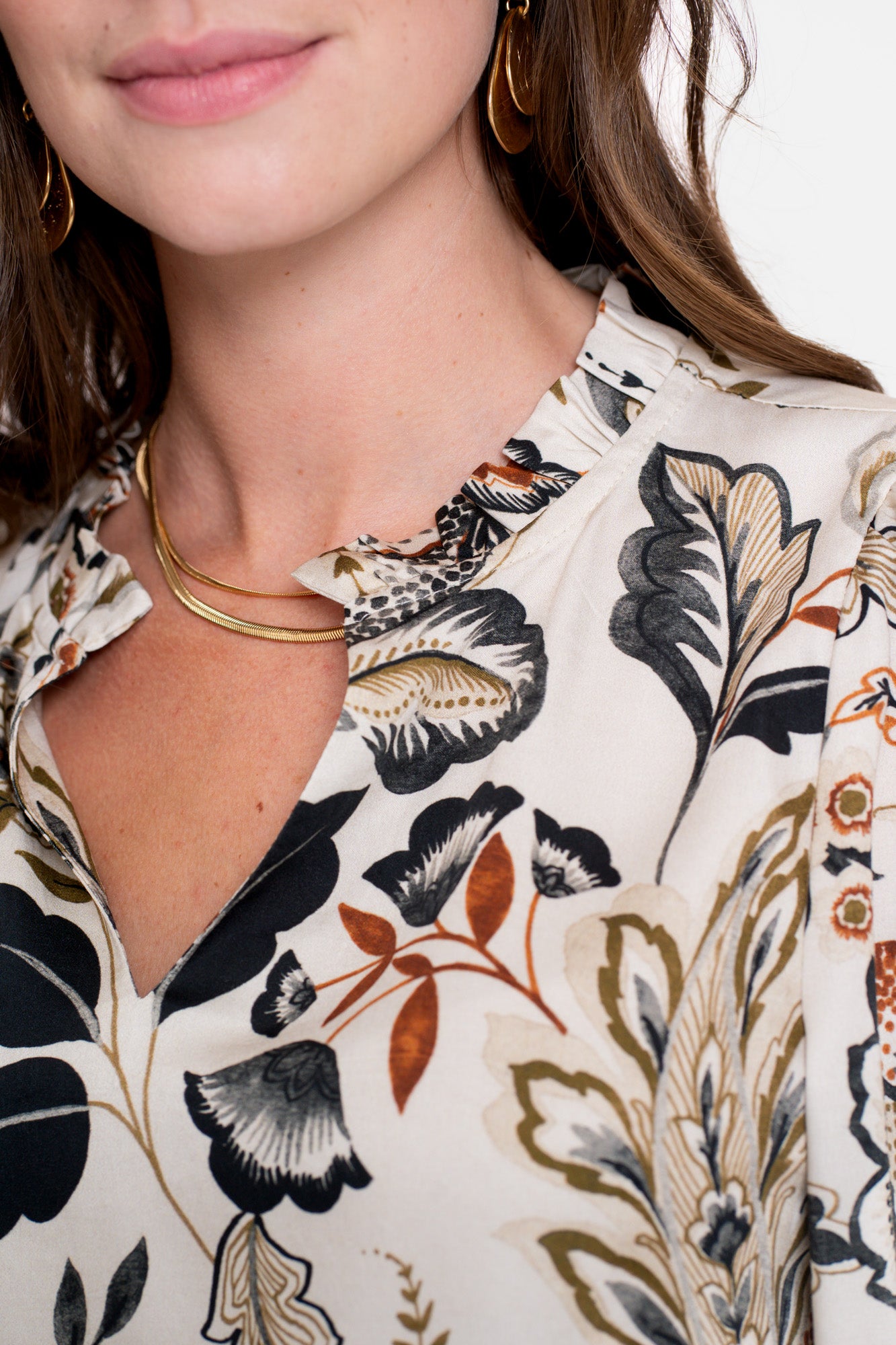 Geisha dames top met sierlijke bohemian print