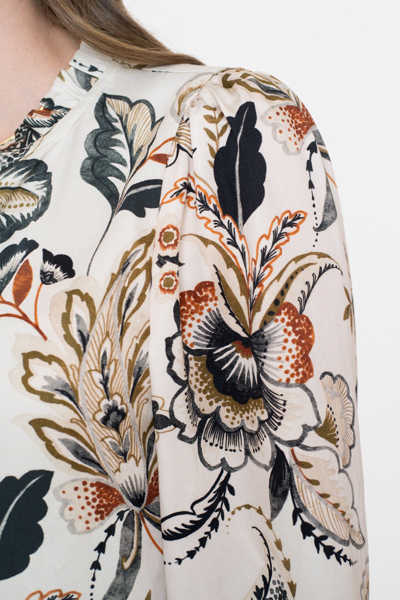 Geisha dames top met sierlijke bohemian print