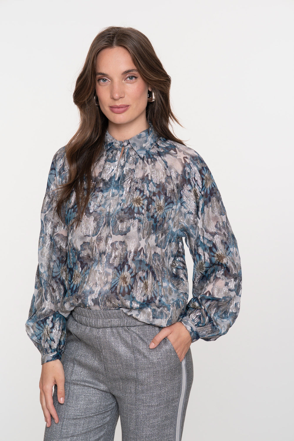 Geisha dames top met aquarelachtige print