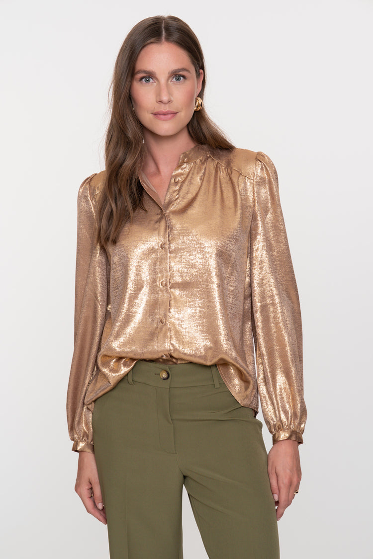 Geisha dames blouse in shimmering goud