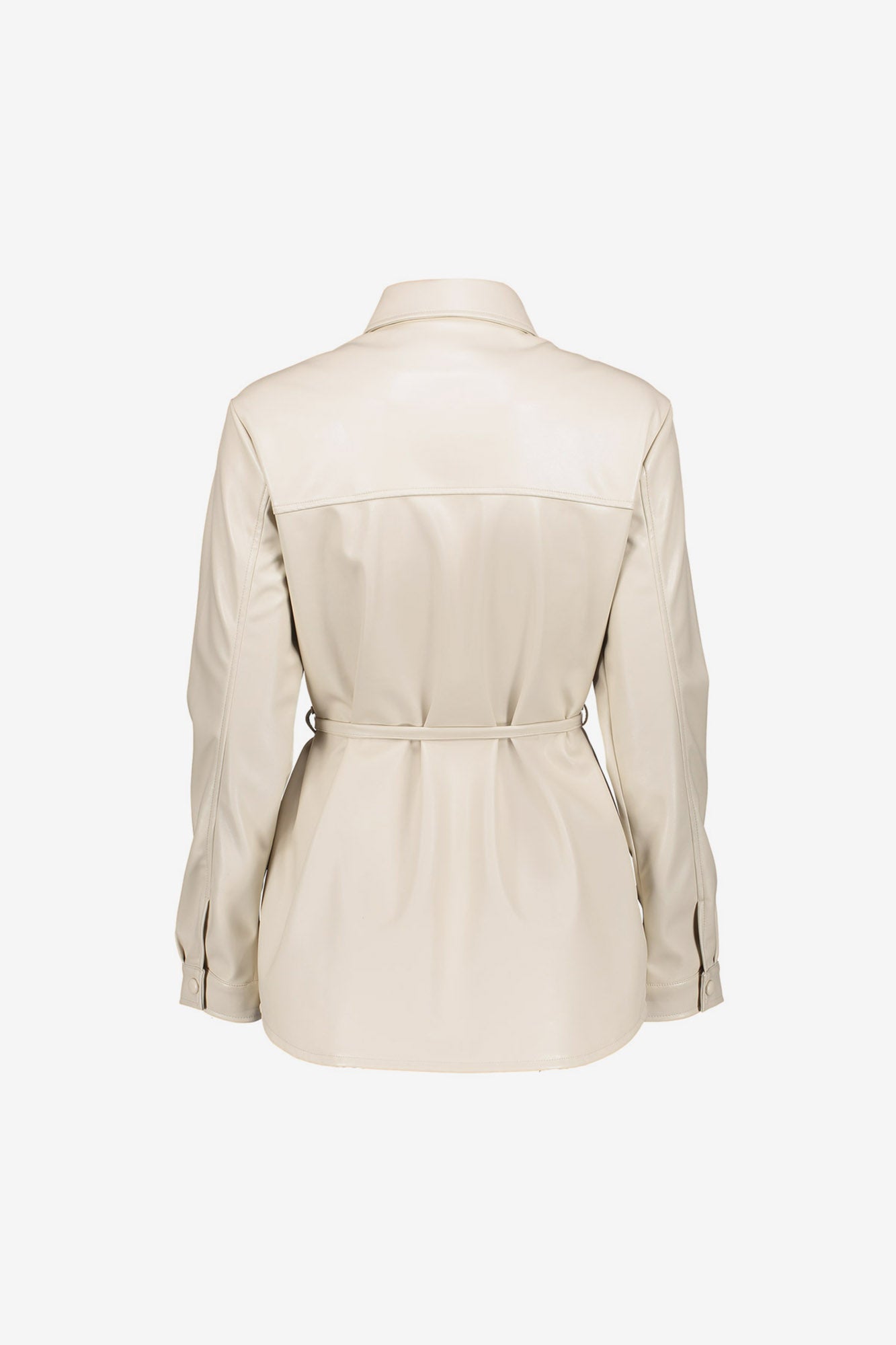 Geisha dames faux leather blouse met strikceintuur