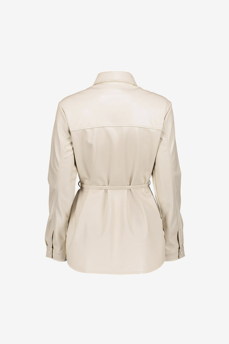 Geisha dames faux leather blouse met strikceintuur