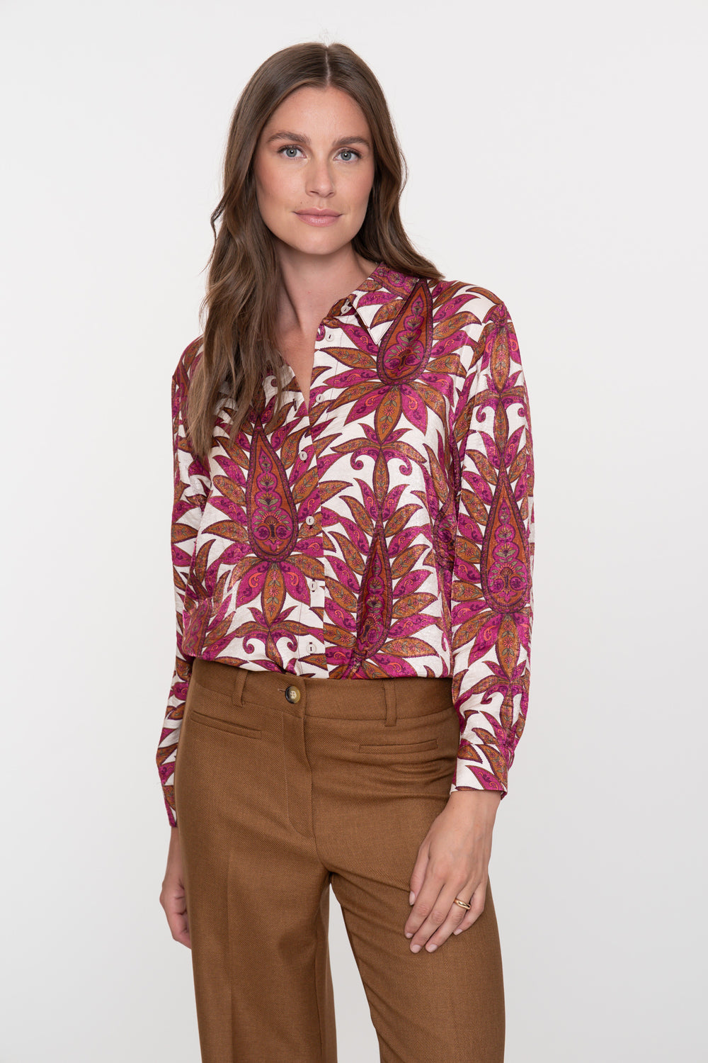 Geisha dames blouse met kleurrijke botanische print