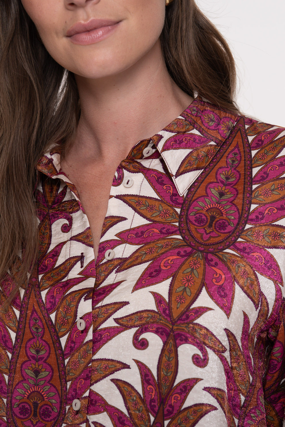 Geisha dames blouse met kleurrijke botanische print
