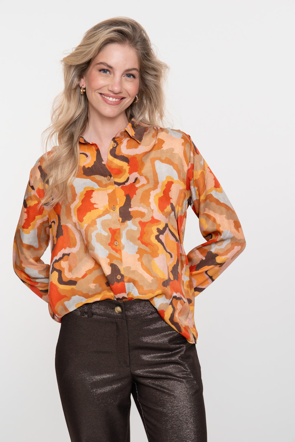 Geisha dames blouse met multicolor ecoline print