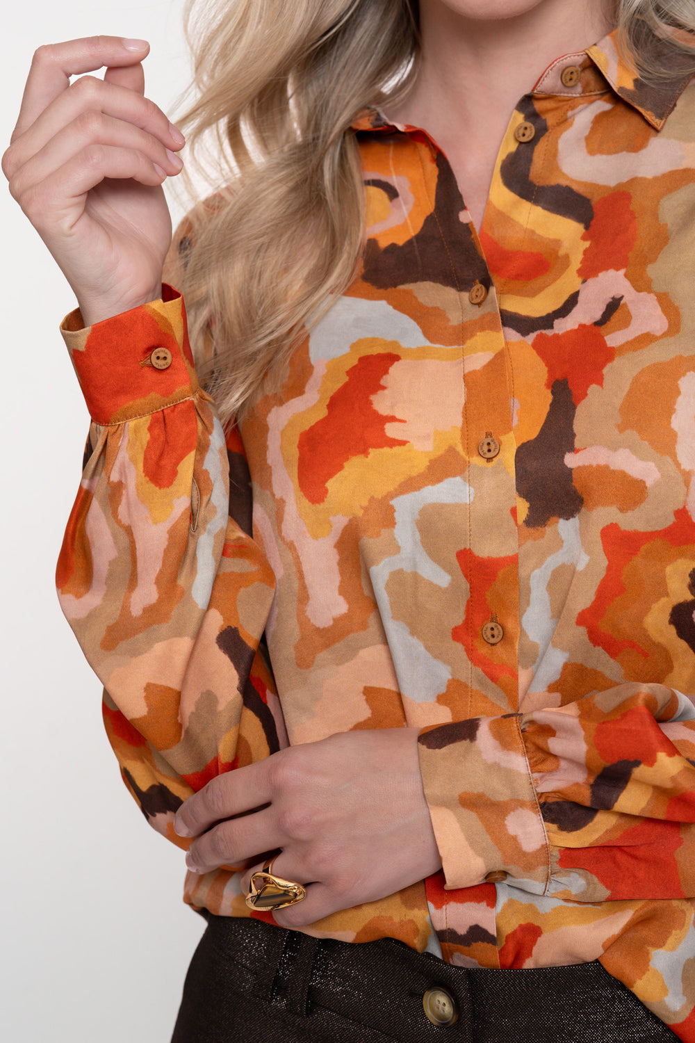 Geisha dames blouse met multicolor ecoline print
