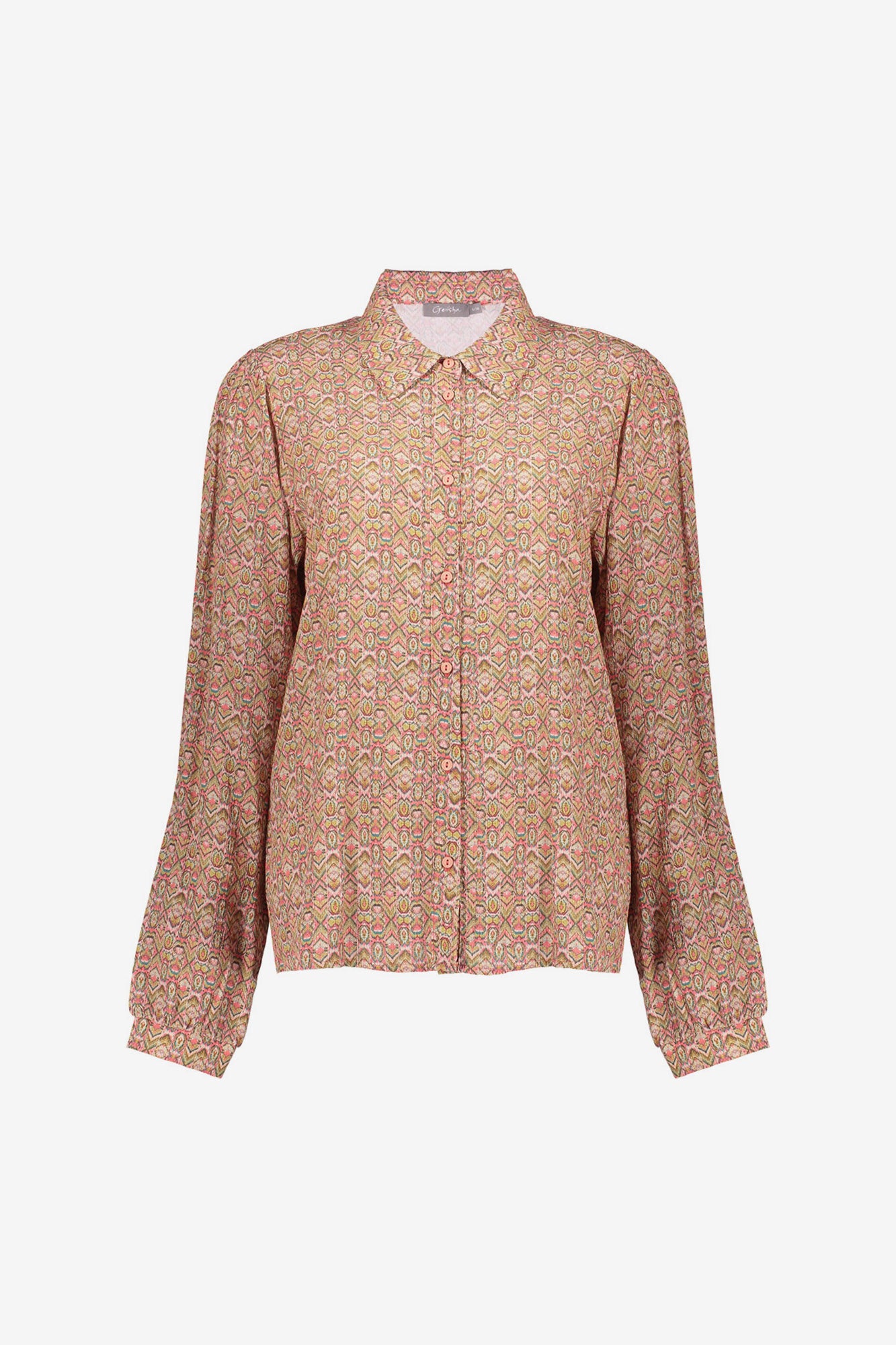Geisha dames blouse met kleurrijke dessin