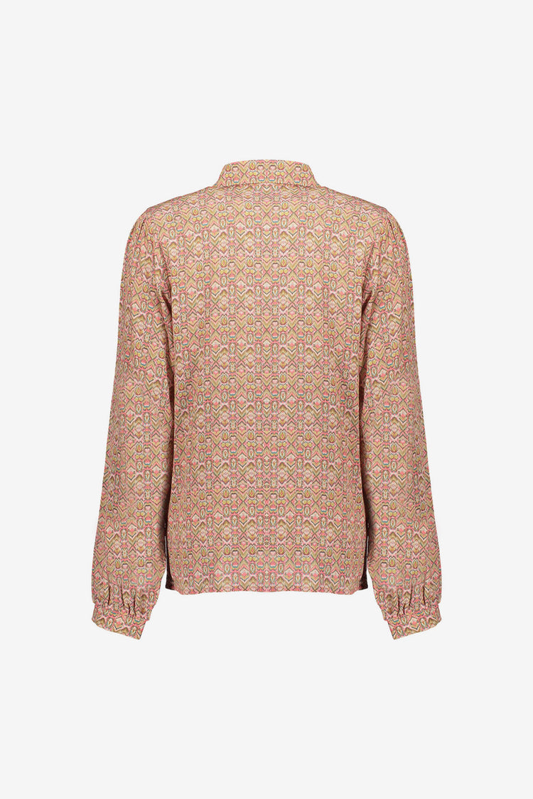 Geisha dames blouse met kleurrijke dessin