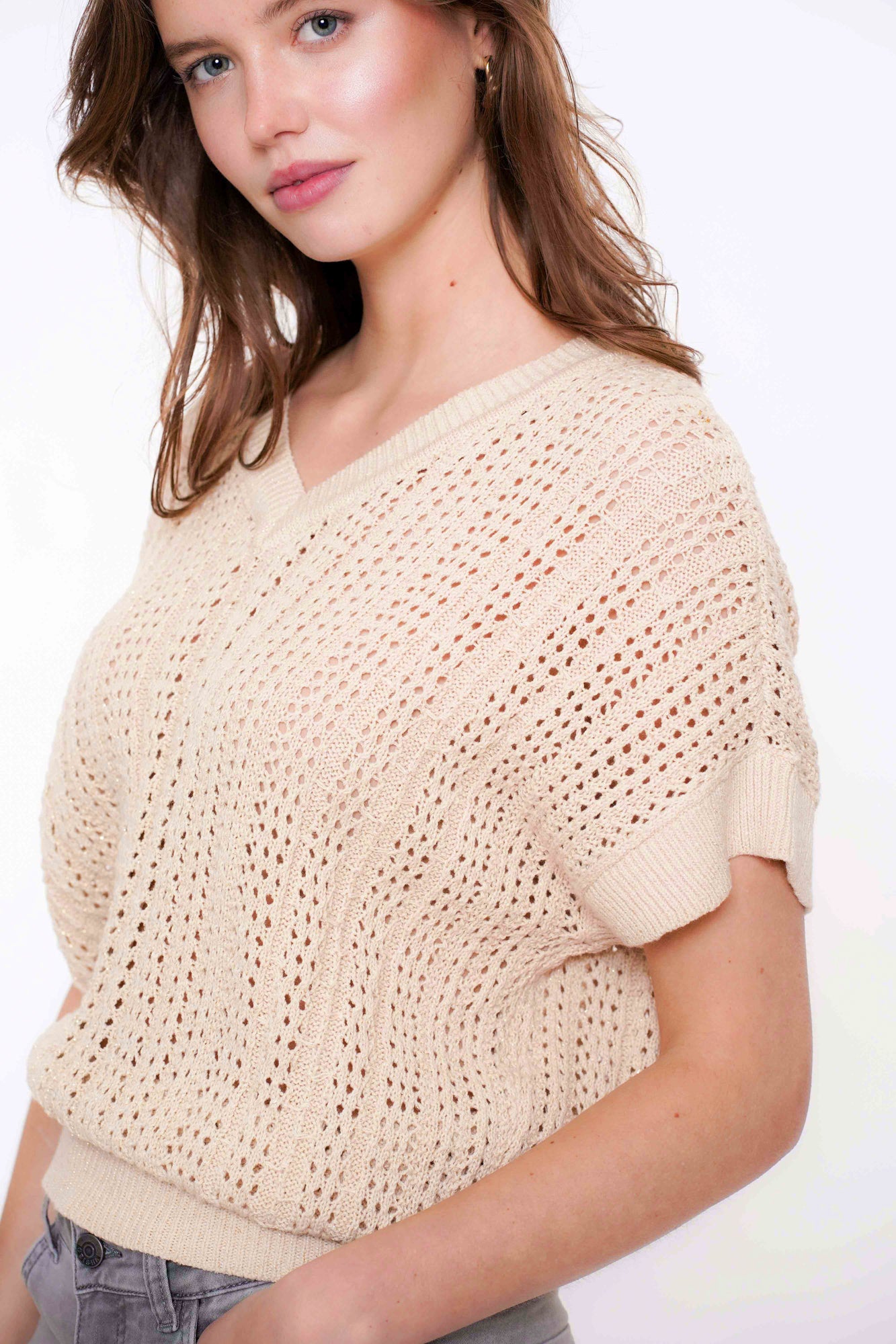 Geisha dames gebreide spencer met lurex
