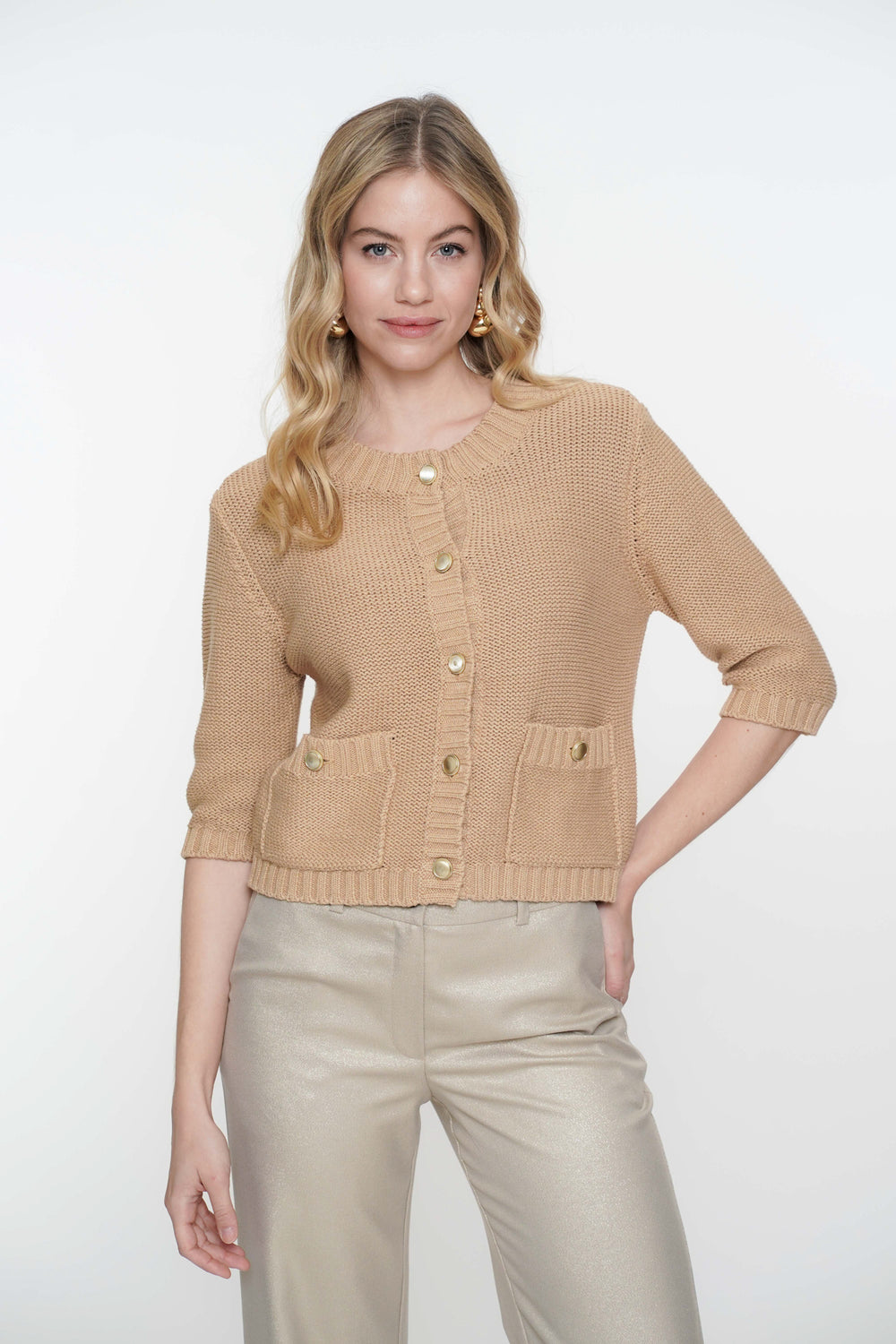 Geisha dames boxy vest met gouden knopen