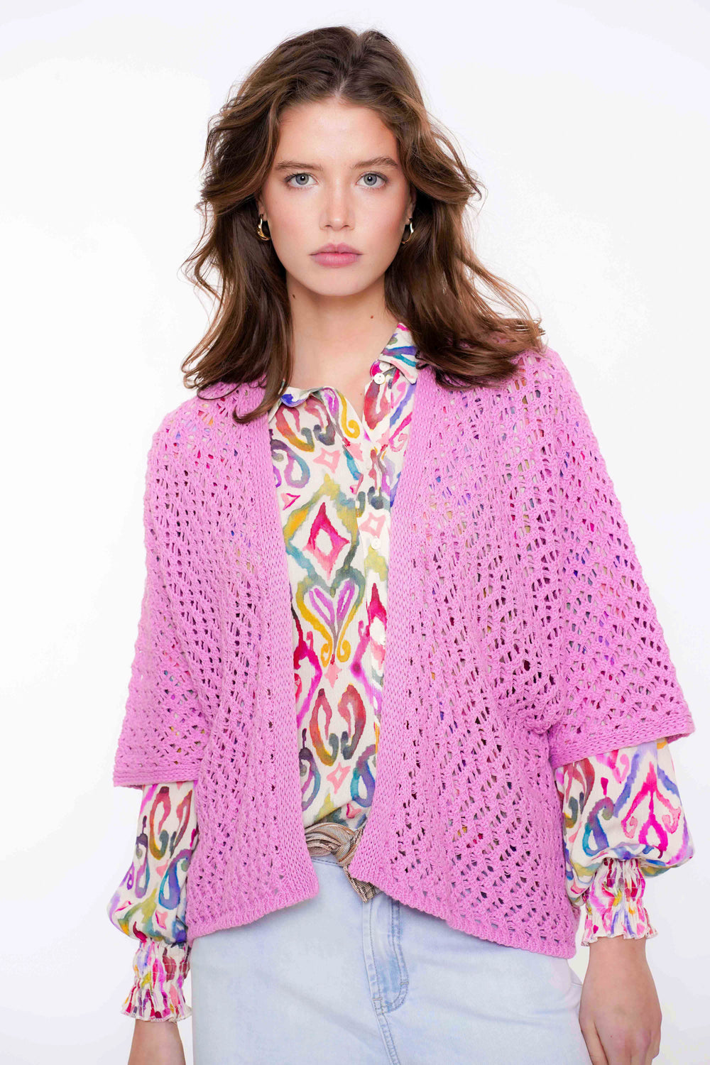 Geisha dames kleurrijk crochet vest